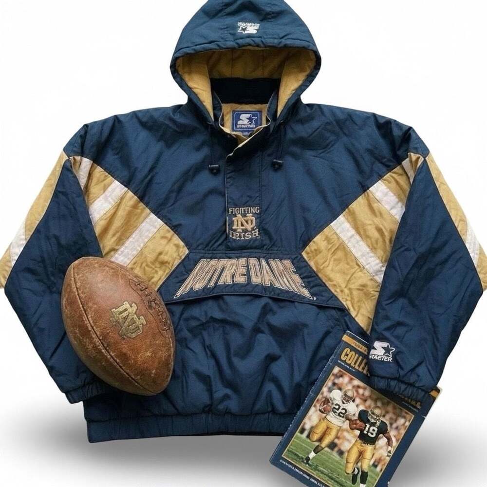 Vintage 1990s Notre Dame Fighting Irish Starter Quarter Zip Puffer Jacket